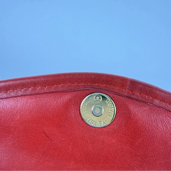 Vintage Coach Red Leather Envelope Clutch / Wallet — Bold Color Statement Piece - Picture 11 of 16
